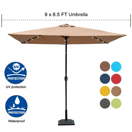 Sundale Outdoor Rectangular Solar Powered 26 Led Lighted Patio Sundale Outdoor Rectangular Solar Powered 26 Led Lighted Patio Umbrella Table Market With Crank And