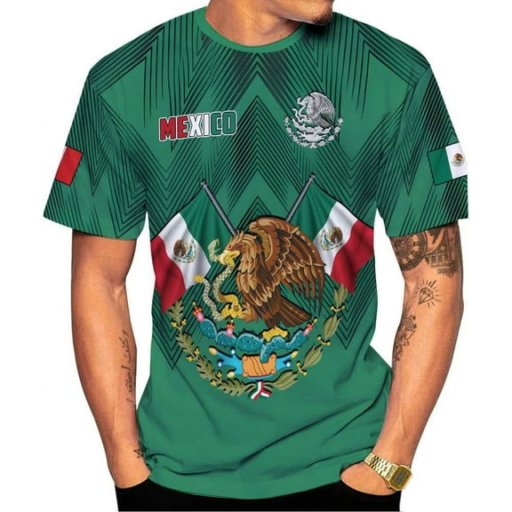Mostprints Custom Mexico Shirts Personalized Name Mexican 3D Flag Shirt for Men Women Aztec Unisex US Eagle Pride Camisas (S)