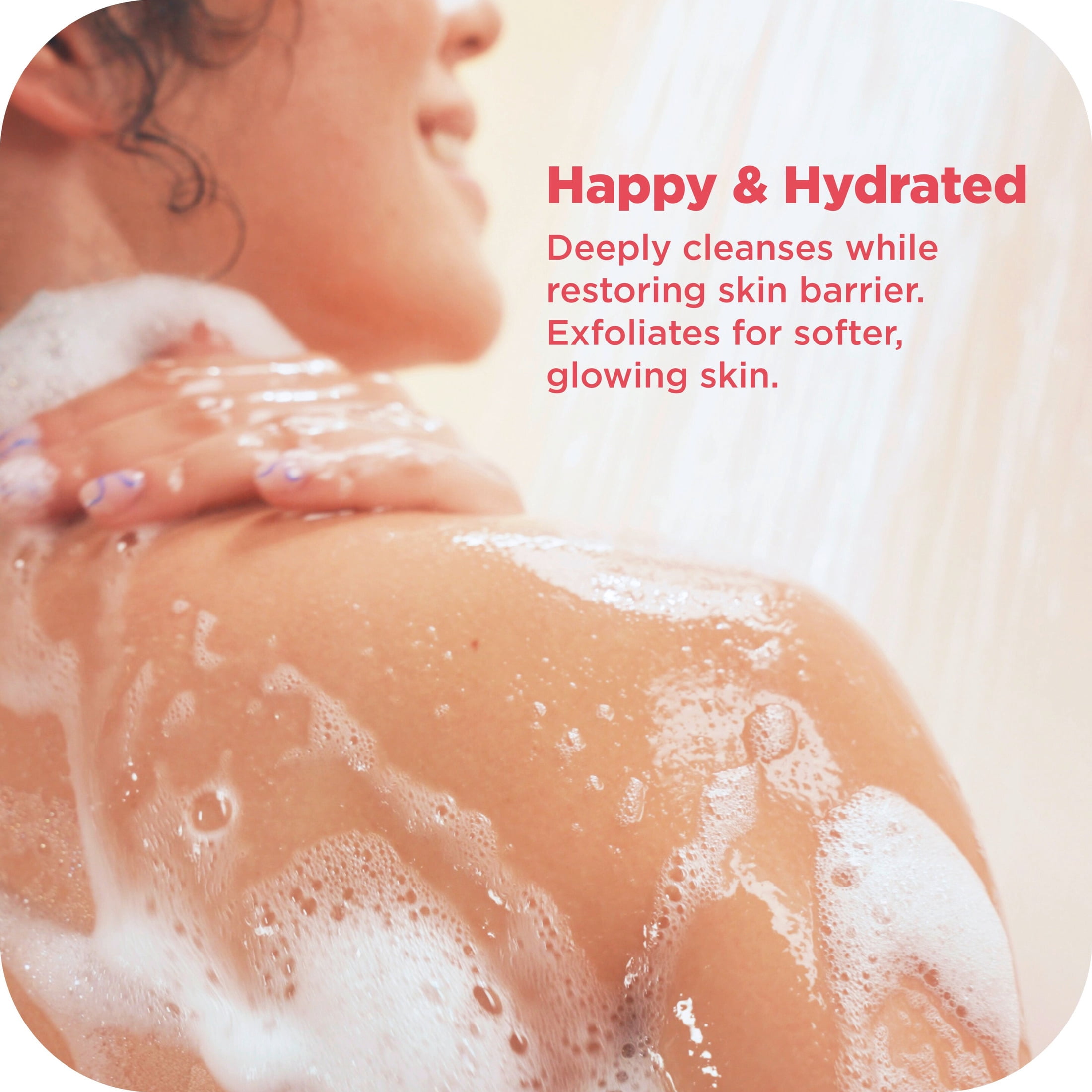 OLLY Exfoliating Body Wash jojoba beads, pineapple enzymes & vitamin C Happy Mood + Skin to exfoliate and reveal softer, glowing skin, 17 fl oz