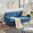 thumbnail image 1 of Tbfit 67" W Loveseat Sofa, Mid Century Modern Decor Love Seat Couches for Living Room, Button Tufted Upholstered Small Couch for Bedroom, Solid and Easy to Install Love Seats Furniture, Navy Blue, 1 of 6