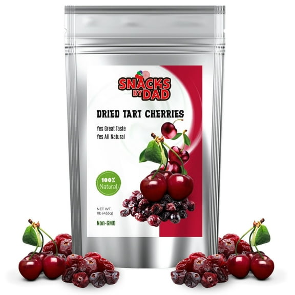 Dried Tart Cherries - Vegan Dried Cherries with No Preservatives | Healthy and Wholesome Snack | Tart Cherry for Snacking | Premium Dried Fruit For Snacking / 1lb (454g) Resealable bag