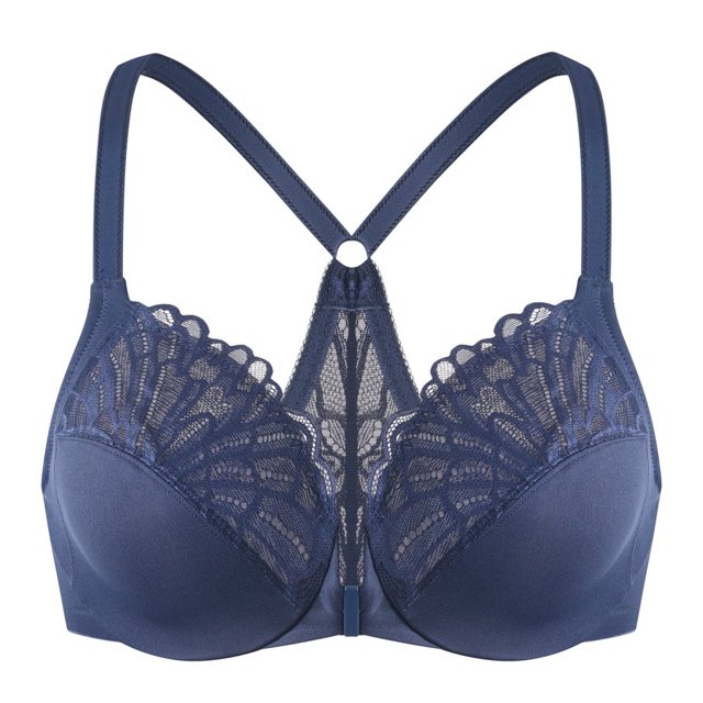 CHUANK Female Racerback Front Closure Unlined Underwire Bra for Women Black 34B