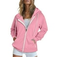 thumbnail image 2 of Stichou Zip Up Hoodie Women Oversized Fall Fashion Long Sleeve Winter Hooded Sweatshirts Casual Y2K Jacket 2025 Winter Clothes Pink L, 2 of 8