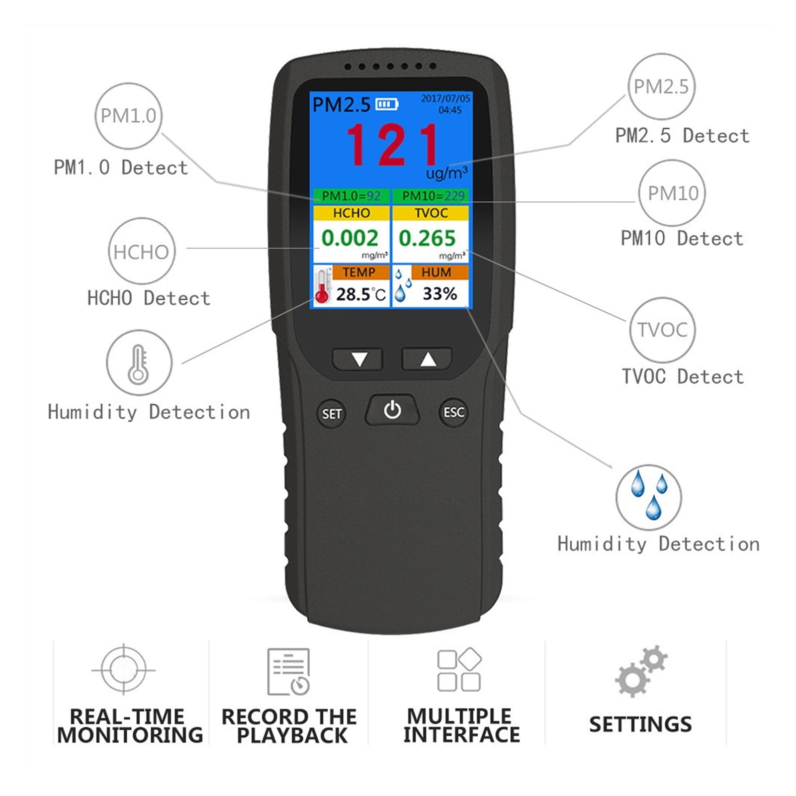 Air quality detector PM2.5HCHOPM1.0PM10 formaldehyde detector