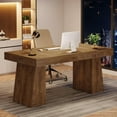 thumbnail image 4 of 55 Inches Home Office Desk, Mid-Century Modern Executive Desk, Wooden Computer Desk, 4 of 5