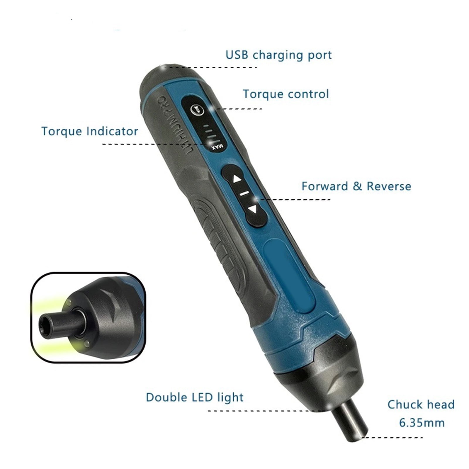 Variable Torques Electric Screwdriver Builtin Magnetic Retention Systems And Long Lasting Battery Power
