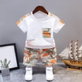 thumbnail image 2 of Toddler Clothes for Boys Baby Boy Summer Kids Unisex Spring Cotton Round Neck Print Short Sleeve Beach 6M 12M 18M 24M 3T 4T T-Shirt with Solid Shorts 2Pcs Outfit & Set 2PCS, 2 of 4