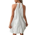 thumbnail image 2 of Fashnice Robe Mini Femme Col Halter Robes Courtes Sans Manches Été Plage Robe Décontractée Voyage Blanc m, 2 of 3