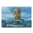 thumbnail image 1 of Cartoon Cutting Board, Fantasy Fisherman House Underwater Life Fishes Coral Cloudy Sky, Decorative Tempered Glass Cutting and Serving Board, Large Size, Blue Brown Green, by Ambesonne, 1 of 1