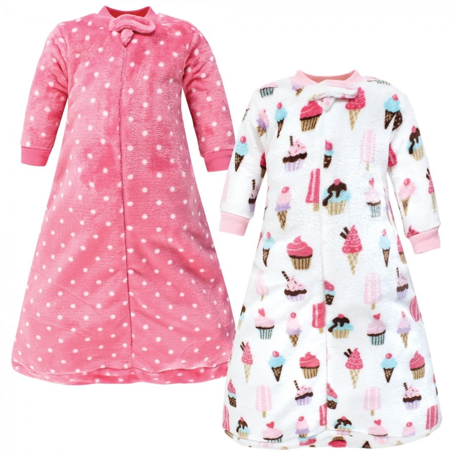 Hudson Baby Infant Girl Plush Long-Sleeve Sleeping Bag, Sack, Blanket, Ice Cream, 0-9 Months