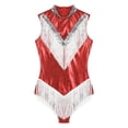 thumbnail image 6 of Kaerm Womens Sequins Fringed Latin Dance Leotard Metallic Tassel Bodysuit Tango Performance Red L, 6 of 7