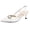 Fashion Shoes - White, variant on Kitten Heels for Women Closed Toe Pointed Front Slingback Pumps Glossy Finish Chic Large Metallic Buckle Decor Low Heel Elegant Dress Shoes for Wedding Bridal Party