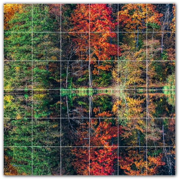 Picture-Tiles.com: Autumn Ceramic Tile Wall Mural WAL500040-66S. 25.5"W x 25.5"H using (36) 4.25" x 4.25" Ceramic Tiles-Satin Finish