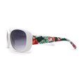 thumbnail image 4 of Kids Size Girls Classic 90s Designer Style Wrap Rounded Rectangle Sunglasses White Green Flower Arm, 4 of 4