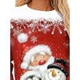 thumbnail image 3 of FASHIONWT Women Cute Snowman Print Tee Christmas Snowflake Festival T-Shirts, 3 of 4