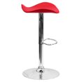 thumbnail image 2 of Contemporary Red Vinyl Adjustable Height Barstool with Wavy Seat and Chrome Base, 2 of 6