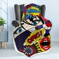 thumbnail image 4 of Art Soft Flannel Fleece Blanket, Comic Book Inspired Style Wooow Omg Eyes Reading Panels Lines Excitement Action Print, Cozy Plush for Indoor and Outdoor Use, 50" x 60", Multicolor, by Ambesonne, 4 of 5