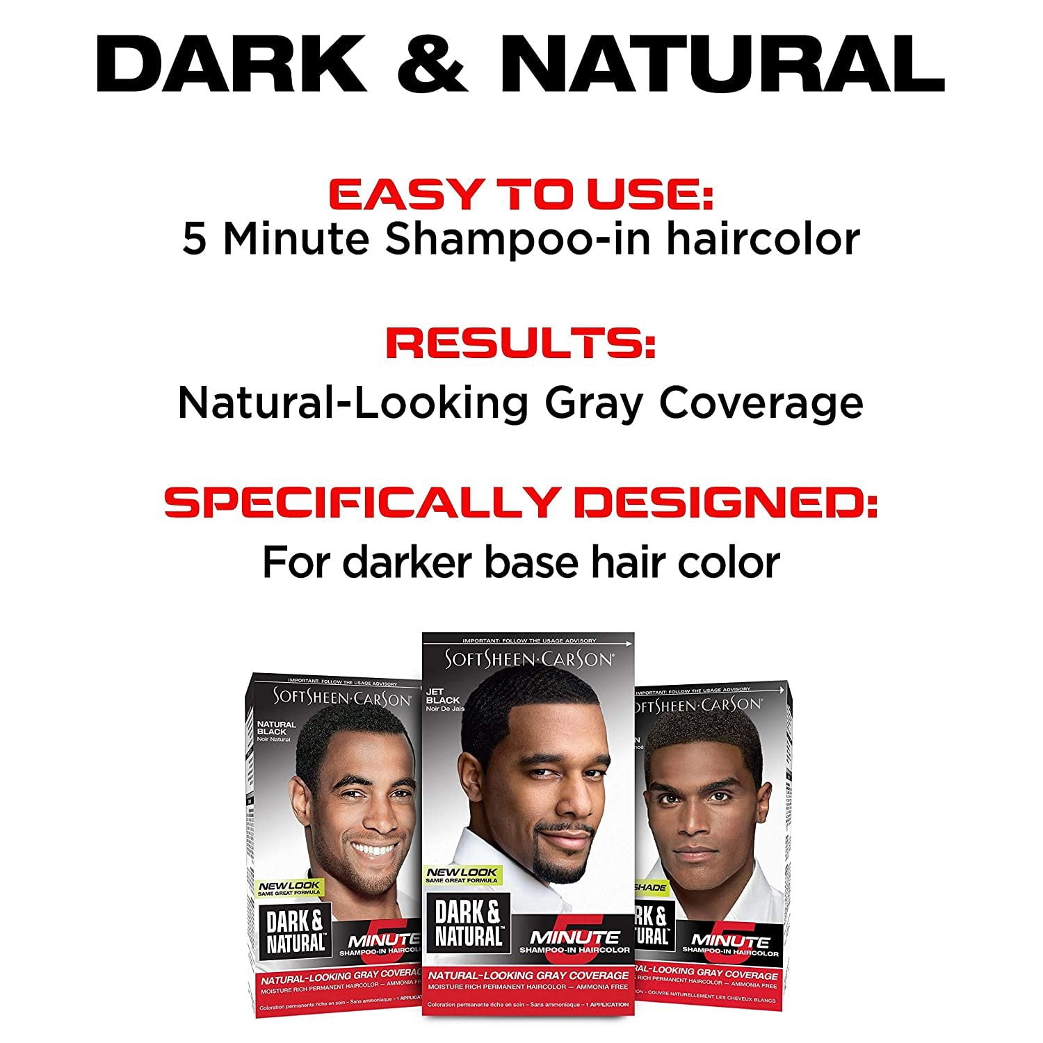 6 Pack - Dark and Natural Men's 5 Minute Hair Color 3, Jet BLack, 1 ea