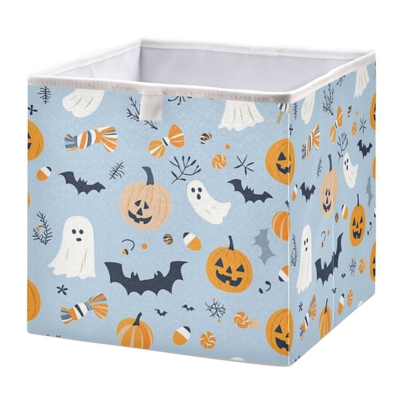 Foldable Fabric Storage Bin Home Cubes Clothing Organizer Bins Large Collapsible Box Basket for Home Organizer Halloween Pattern with Pumpkins