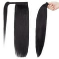 thumbnail image 4 of Benehair Clip in Ponytail Hair Extensions Human Hair Ponytail Wrap Around Remy Hair One Piece Silky Straight Human Hair Extensions 22inch #01 Jet Black 95g/pack, 4 of 12