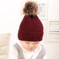 thumbnail image 2 of SPRING PARK Autumn Winter Infant Baby Boy Girl Woolen Yarn Knitted Hat Outdoor Casual Cap Soft Warm Single Pompom Beanie, 2 of 5