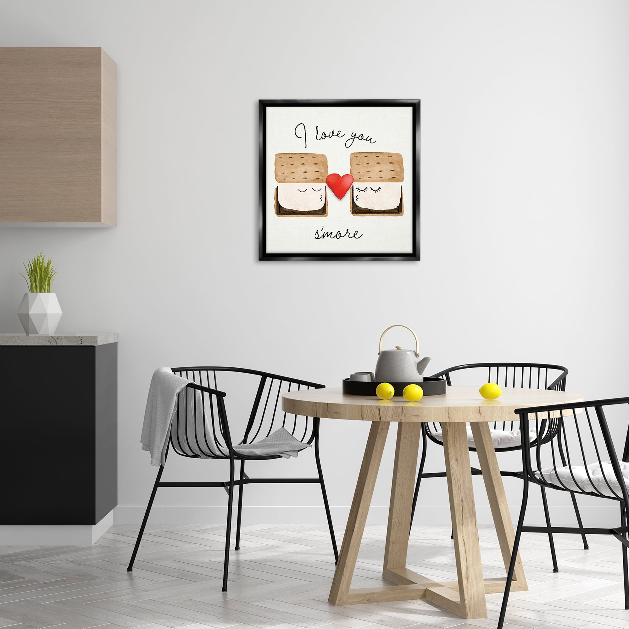Stupell Industries Love You S'more Food & Beverage Painting Black Floater Framed Canvas Art Print Wall Art, 25 x 25