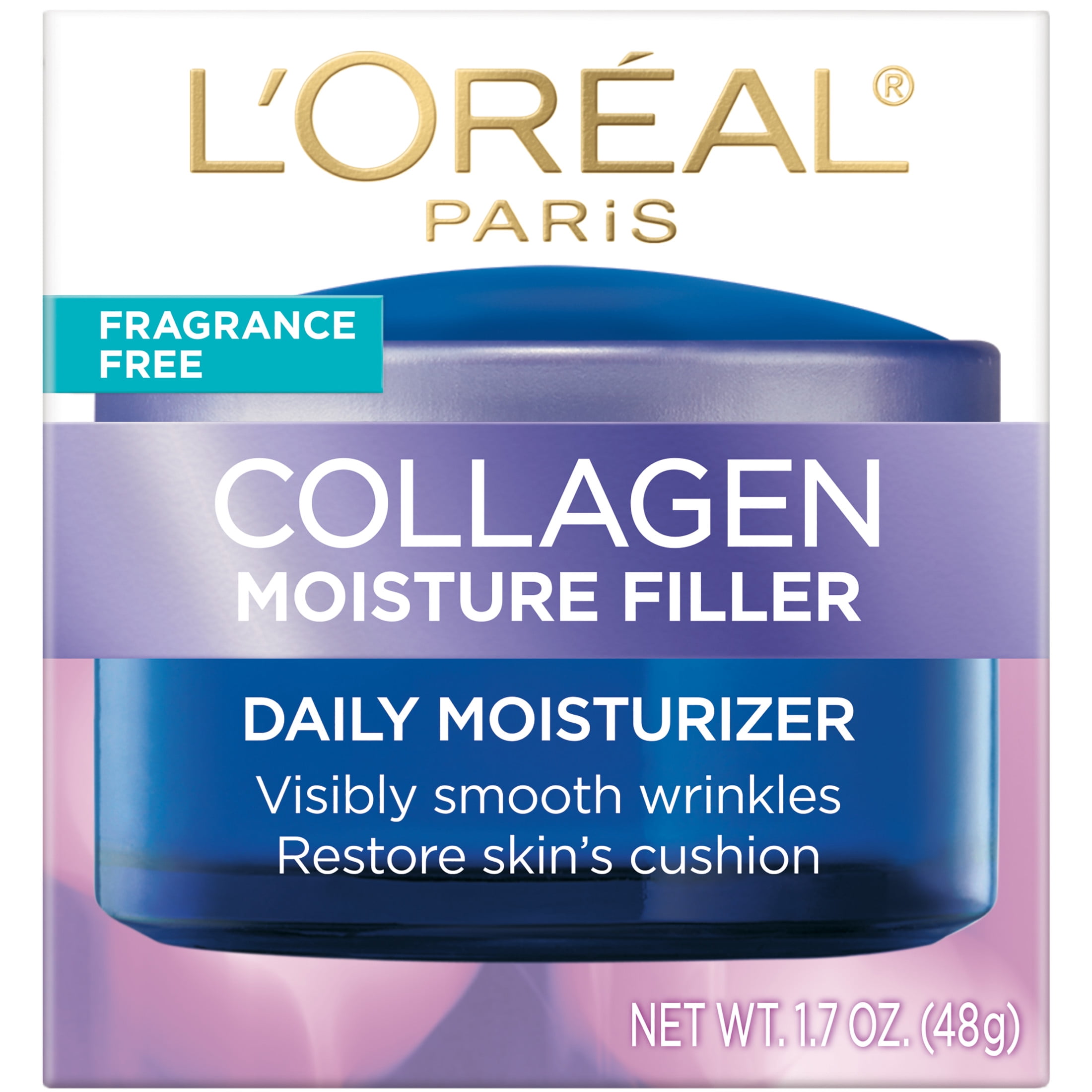 (2 pack) L'Oreal Paris Collagen Moisture Filler Facial Day Cream Fragrance Free, 1.7 oz