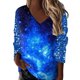 thumbnail image 1 of Gibobby Camisas Para Mujer Elegantes Camiseta de manga larga con cuello en V y estampado a la moda para mujer（Azul， XL), 1 of 5