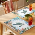 thumbnail image 4 of Sea Turtle Coastal Placemats Set of 6 Summer Nautical Starfish Coral Ocean Place Mats Indoor Wipeable Table Mats Washable Cloth Dining Table Placemats for Kitchen Holiday Party Home Decor 13x19 Inch, 4 of 9