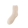thumbnail image 2 of GZWYHT Ankle Socks,Crew Socks Women Fuzzy Socks Winter Coral Fleece Socks Middle Cute Home Solid Stocking Dress Socks,Cute Socks,Socks for Women Khaki, 2 of 3