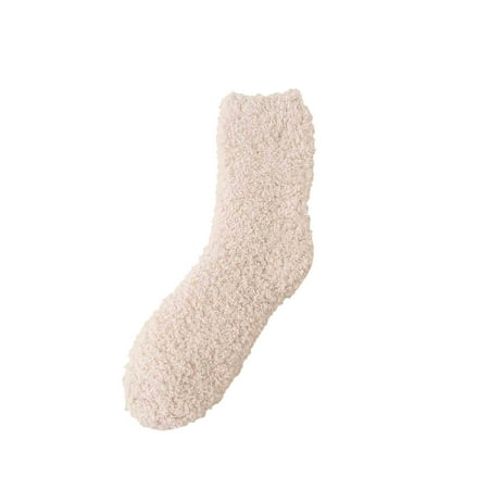 

CHGBMOK Christmas Deals Winter Women Coral Fleece Socks Middle Tube Sleeping Home Solid Stocking Great Gifts for Less