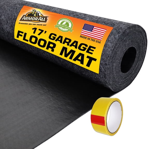 Armor All Premium Original Garage Floor Mat, (17' x 7'4"), Protects Surfaces, Transforms Garage, Absorbent/Waterproof/Durable (Includes Double Sided Tape) (Charcoal)