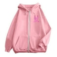 thumbnail image 6 of Zip Up Hoodie Women Seamless Quarter Zip Sweatshirt Women's Zip Up Hoodie Pullover Cancer Awareness Month Long Sleeve Pocket Drawstring Casual Sweatshirt For Everyday Wear, 6 of 6