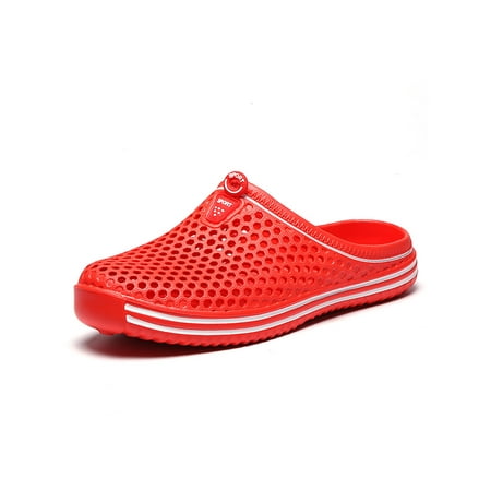 

SIMANLAN Womens Mens Clogs Sandals Non-Slip Garden Water Shoes Summer Beach Sandals Red Size 11