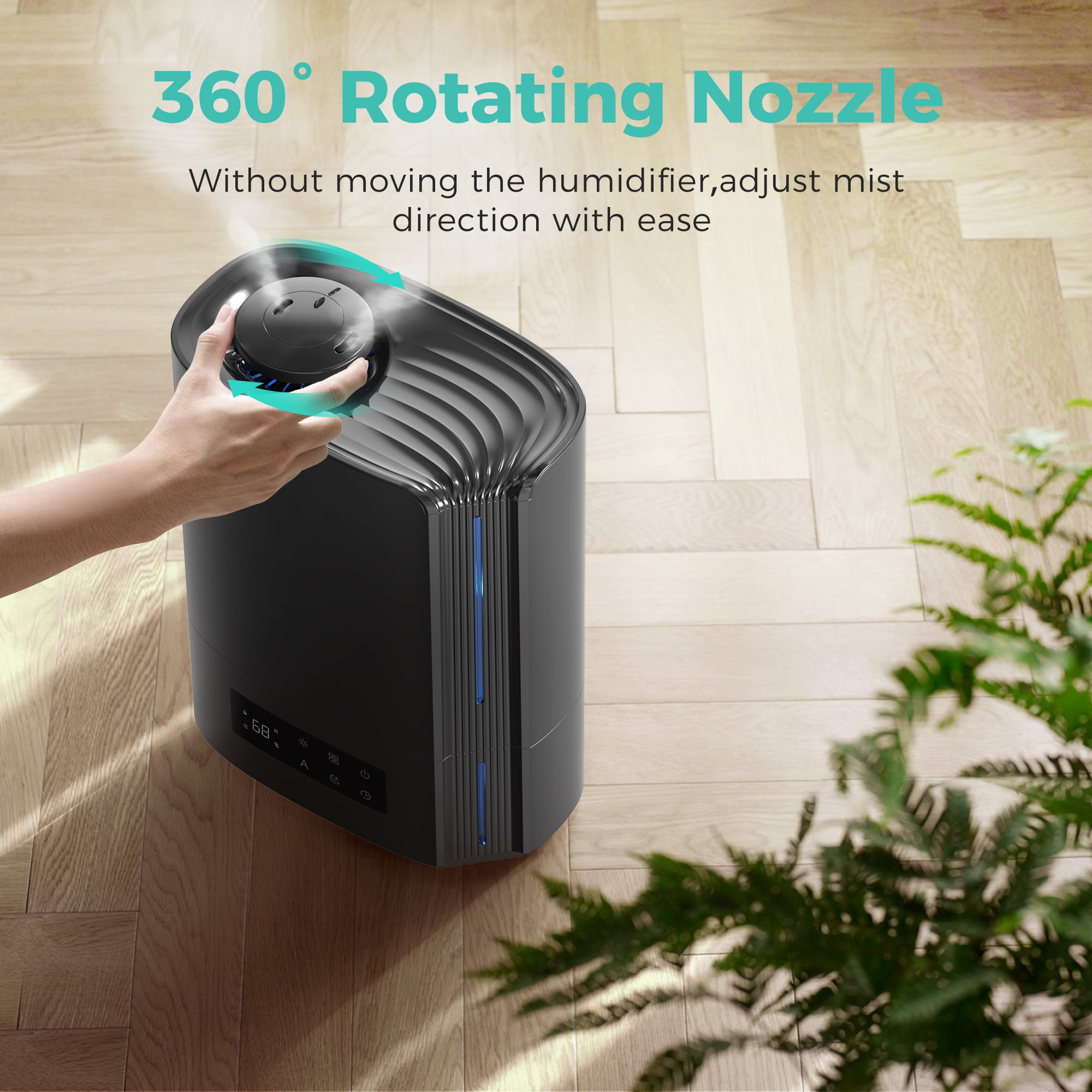KLOUDIC Top-Fill 6L Cool Mist Large Humidifier for Home Air Vaporizer with Humidistat and Timer