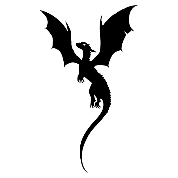 Home Art Black Dragon Silhouette DÃ©cor Art Sticker 20" x 34" Flying Serpentine Reptile Monster Design Removable Vinyl Wall Decal - Kids Bedroom Easy To Peel Legendary Creature Wall Art Decoration