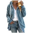 thumbnail image 1 of TOWED22 Womens Winter Fuzzy Jacket Hooded Color Block Patchwork Cardigan Coats Oversized Fluffy Outerwear Pockets(Blue XXL), 1 of 6
