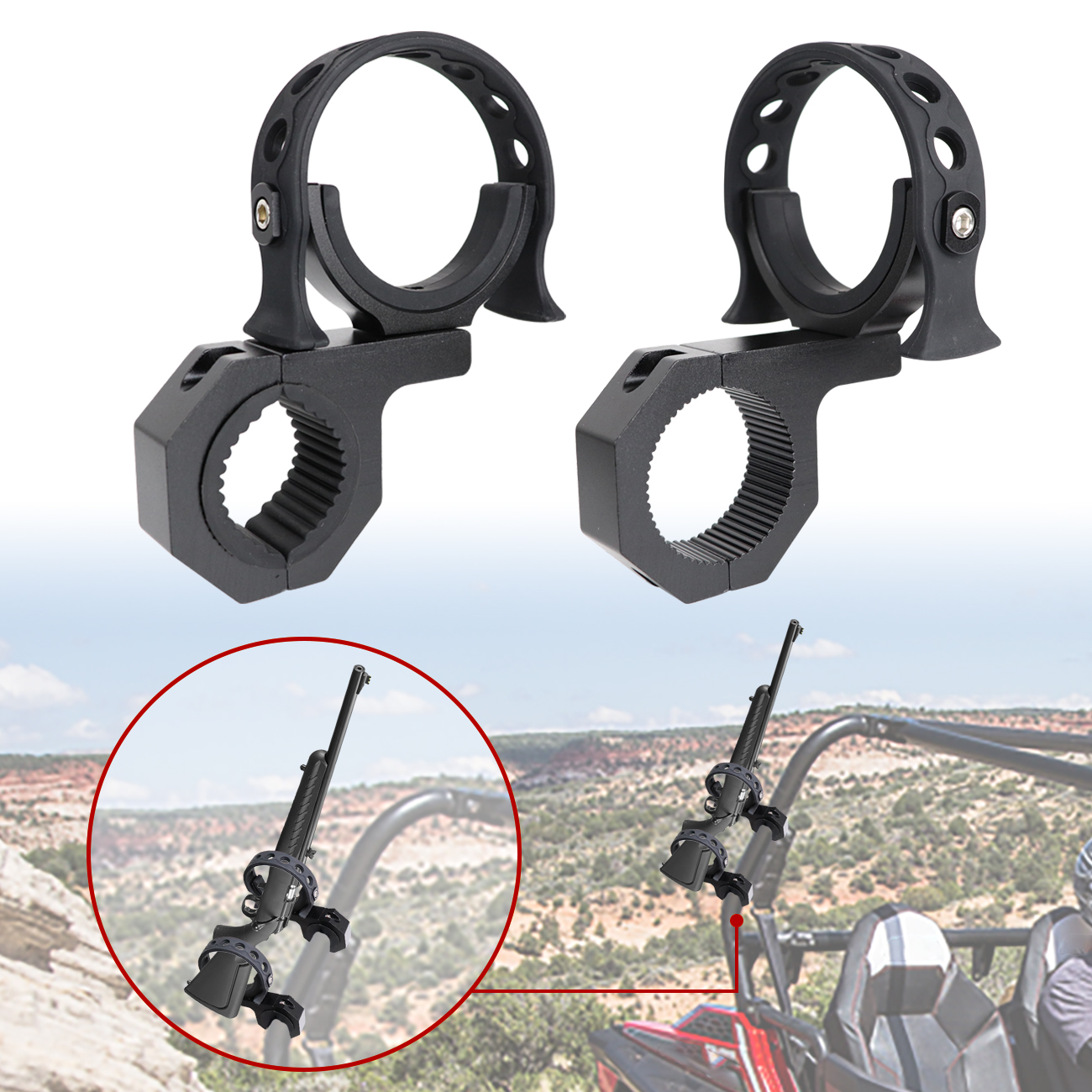 MFC Vehicle Roll Bar Gun Rack Fire Extinguisher Mount Holder Compatible