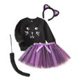 thumbnail image 2 of Glisme Girls Halloween Outfits Long Sleeve Round Neck Tops Skirts Cartoon Prints 2 Piece Set Relax Fit Toddler Clothes Purple, 2 of 7