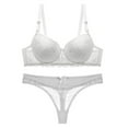 thumbnail image 2 of MSJUHEG Underwear Women Womens Women Lace Flowers Push Up Top Bra Pants Underwear Set Sleepwear Plus Size White 44D, 2 of 3