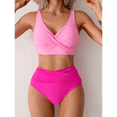 thumbnail image 4 of Ensembles de Bikini pour Femmes Maillot de Bain Deux Pièces Taille Haute Col en V Torsadé Bretelles Spaghetti Réglables, 4 of 9