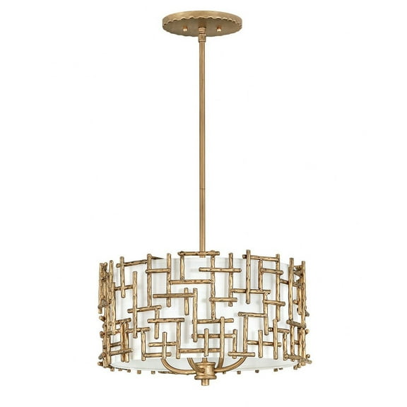 -Four Light Small Drum Pendant In Transitional Style-16 Inches Wide By 9.5 Inches Tall-Burnished Gold Finish Fredrick Ramond Lighting Fr33103bng