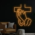 thumbnail image 4 of Glowneon Praying Hands Cross Neon Sign, Cross LED Sign, Praying Hand Neon Light, Custom Neon Sign, 4 of 5