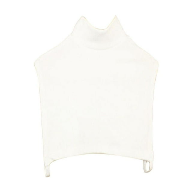 Faux Col Détachable Respirant Sans Manches en Coton Tricoté Design Col Montant Parfait pour Pulls Blanc