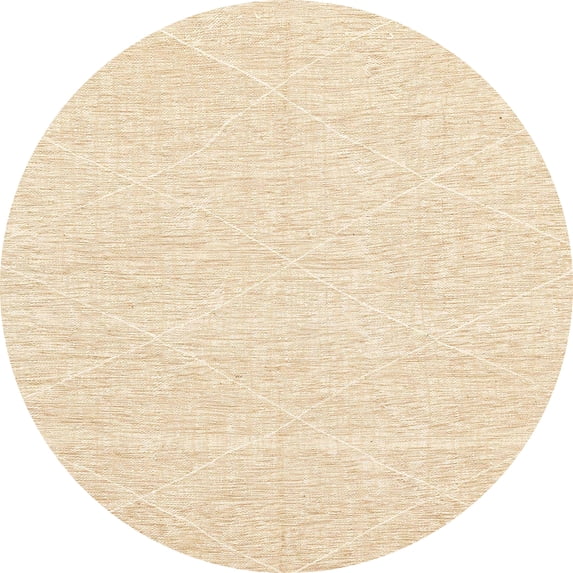 Ahgly Company Indoor Round Abstract Yellow Solid Area Rugs, 6' Round