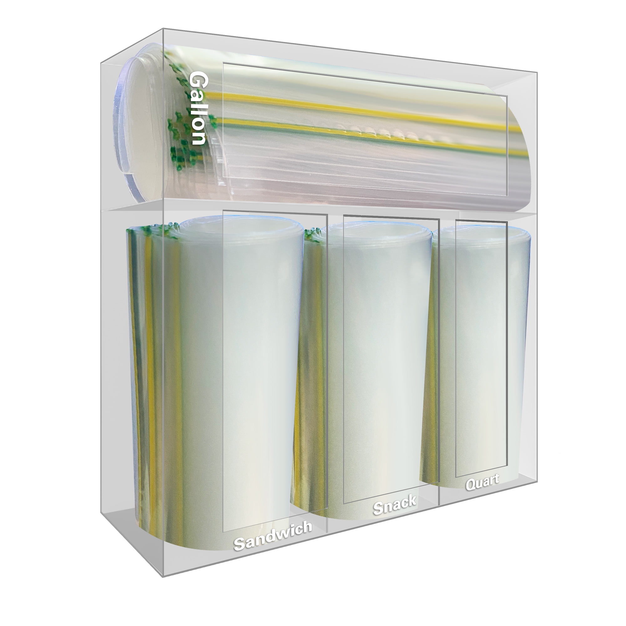 Acrylic Ziplock Bag Storage Organizer, and Dispenser for Food Storage Bag Holders, Kitchen