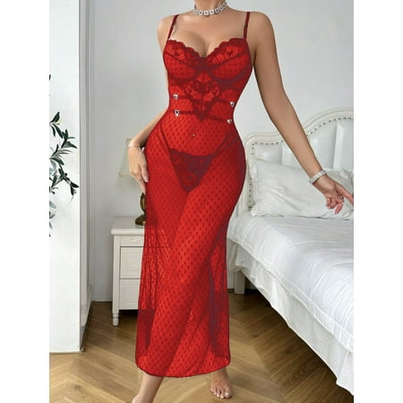 Generic 2025ins Sexy Charming Lace See-through Slim Fit Sexy Lingerie Sheath Jumpsuit Two-Piece Set