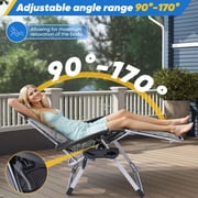 Gianna Zero Gravity Lounge Chair, Heavy-Duty Folding Recliner for Patio & Lawn with Adjustable Backrest, Detachable Cushion, Headrest Pillow & Side Tray,Gray