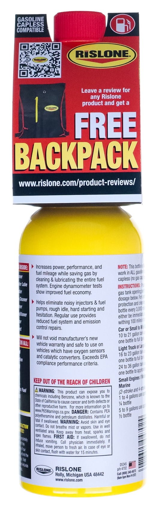 Rislone Complete Fuel System Cleaner for Gasoline, Ethanol, and Hybrid Vehicles