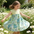 thumbnail image 5 of SROBPTY Girls Summer Dress Print Crew Neck Mid-Length Short Sleeve Sundress for 6 Months -10 Years, 5 of 5